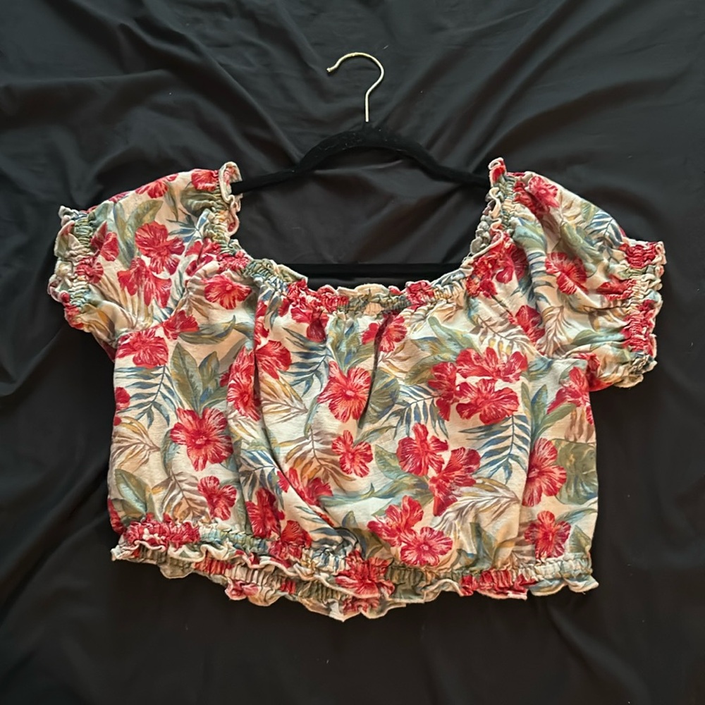 American Eagle Tropical Off-Shoulder Top